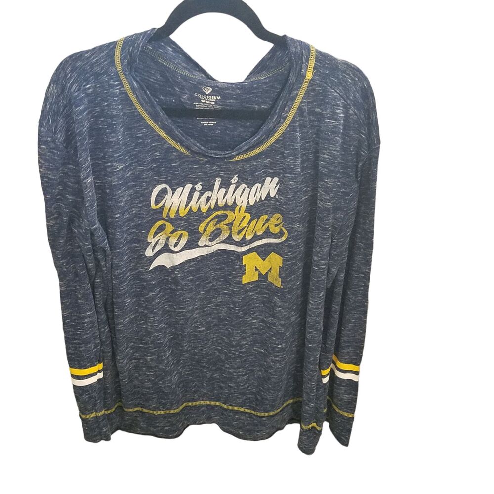 Colloseum Womens Sz XXL Blue Long Sleeve Michigan Go Blue Shirt